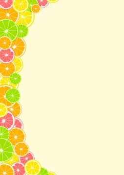 Citrus frame, border with space for text or photo. Summer print composed of y Stock Illustration