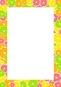 Citrus frame, border with space for text or photo. Summer print composed of y Stock Illustration