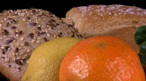 Citrus fruit and bread Stock Footage 14137605