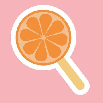Citrus fruit ice lemon lime orange on a stick ice cream, flat design sticker  Stock Illustration