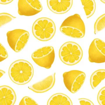 Citrus fruit seamless pattern. Colorful vivid print with juicy lemon slices Stock Illustration