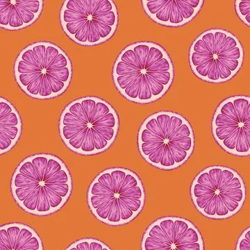 Citrus fruit seamless pattern. Colorful vivid print with juicy orange slices Stock Illustration