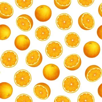 Citrus fruit seamless pattern. Colorful vivid print with juicy orange slices Stock Illustration