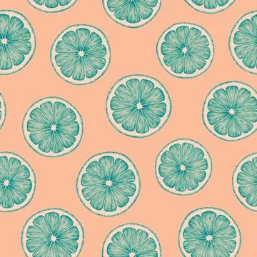 Citrus fruit seamless pattern. Colorful vivid print with juicy orange slices Stock Illustration