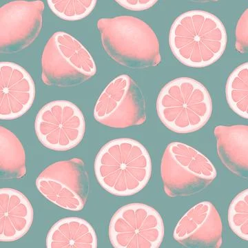 Citrus fruit seamless pattern. Colorful vivid print with juicy lemon slices Stock Illustration