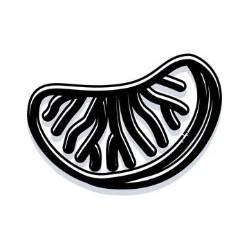Citrus fruit segment doodle black and white drawing Stock Illustration