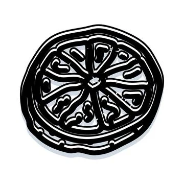 Citrus fruit slice black and white illustration Stock Illustration