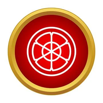 Citrus fruit slice design inside red gold circle Stock Illustration