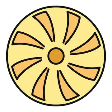 Citrus fruit slice outline drawing on white background Stock Illustration