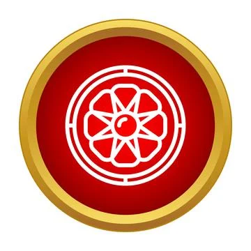 Citrus fruit slice outline icon in red circle Stock Illustration