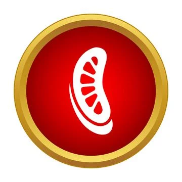 Citrus fruit slice simple icon design in red circle Stock Illustration
