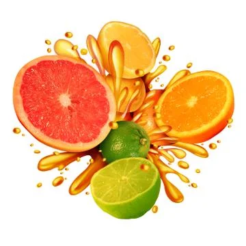 Citrus Fruit Splash Stock Illustration