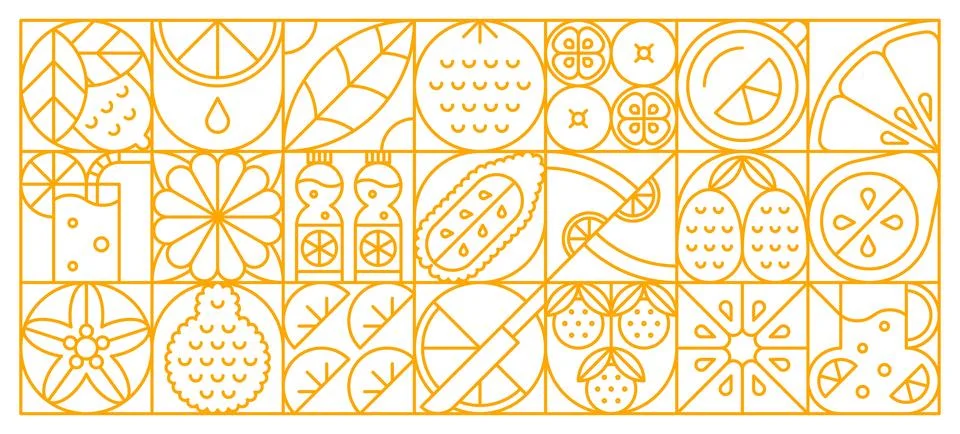Citrus fruits geometric pattern with vector shapes Illustrazione stock