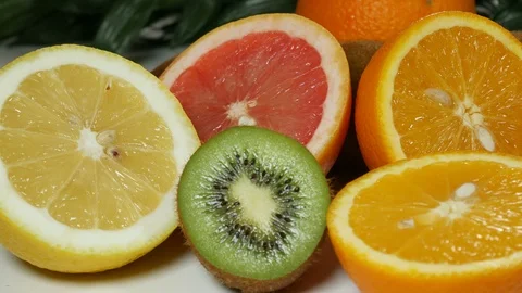 Citrus fruits on the table Stock Footage 87417439