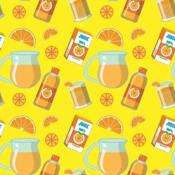 Citrus Juice Seamless Pattern 스톡 일러스트