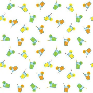 Citrus juices pattern on white background Stock Illustration