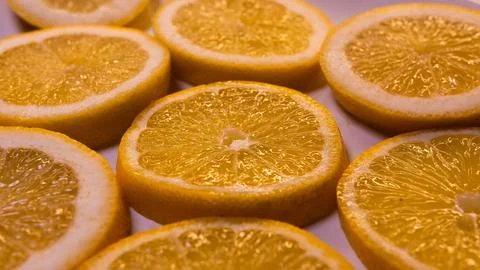 Citrus lemon circle table fruit fresh vegetarian vegan  Stock Photos