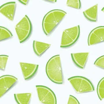 Citrus lime fruit seamless pattern over wave sea texture. Fresh healthy food Illustrazione stock