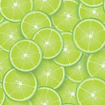 Citrus lime fruit slice with shadows seamless pattern. Fresh healthy food Stockillustratie