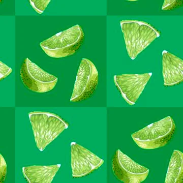 Citrus lime tile seamless pattern in green colors in vector Stock Illustration