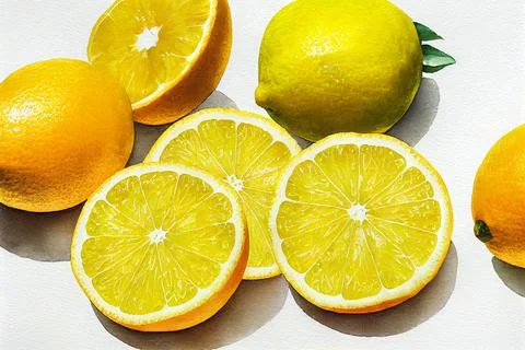 Citrus Limon (Lemon) Fruit. The lemon (Citrus limon) is a species of small ev Stock Illustration