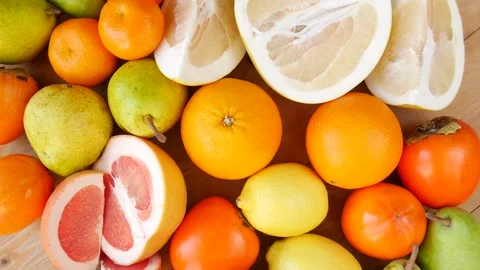 Citrus mix on the table. Stock Footage 240079049