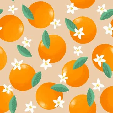 Citrus orange repeat pattern illustration design art Stock Illustration