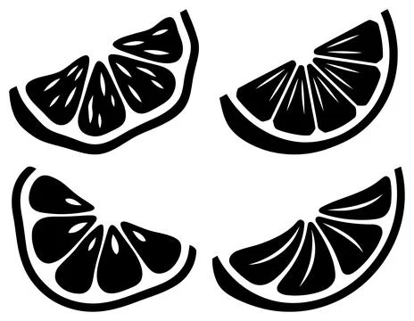 Citrus orange slice silhouette vector illustration set isolated on white Stock Illustration