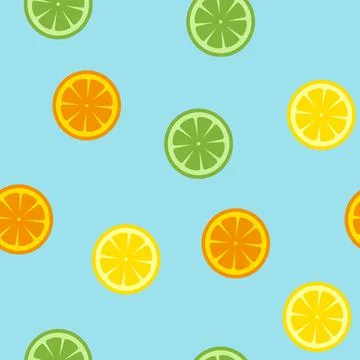 Citrus pattern on blue background Stock Illustration