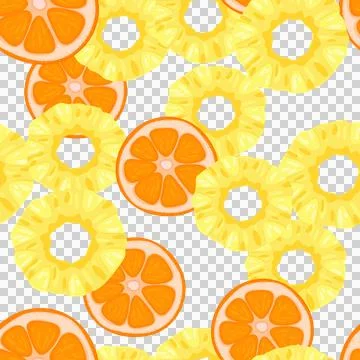 Citrus pattern. Fruit background. lemon, orange, lime, with slices on a tra.. Stock Illustration