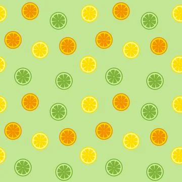 Citrus pattern on green background Stock Illustration