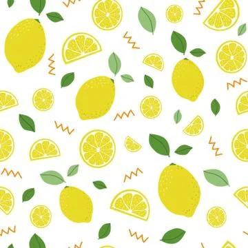Citrus pattern. Lemon. Seamless pattern background. Lemones texture vector. 스톡 일러스트