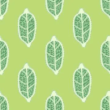 Citrus seamless pattern with green and grey colored outline lemon shapes. Lig Stock Illustration