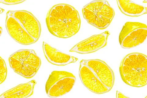 Citrus seamless pattern with halves and slices of fruit Stock-Illustration