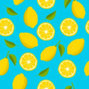 Citrus seamless pattern. Hand drawn lemon background. Vector illustration Stock Illustration