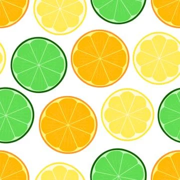 Citrus seamless pattern with lemon, lime, orange. Stock Illustration