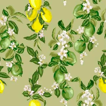 Citrus Seamless Vector Pattern Stock Illustration