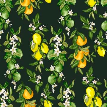 Citrus Seamless Vector Pattern Stock Illustration