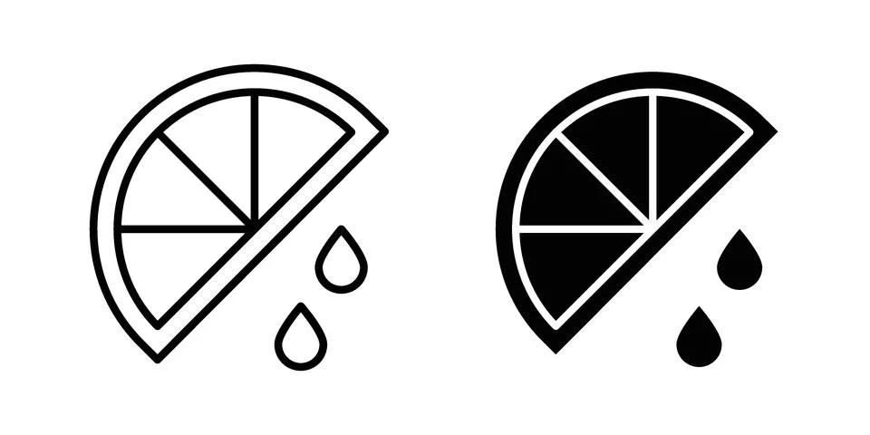 Citrus slice icon drawing lines. Silhouette style vector bundle Stock Illustration