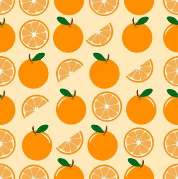 Citrus slice  oranges fruit background Seamless pattern Stock Illustration