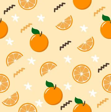 Citrus slice  oranges fruit background  Seamless pattern Stockillustratie