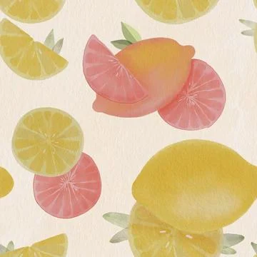 Citrus slice seamless pattern with lemons and grapefruits for summer design Stock Illustration