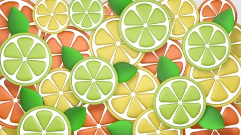 Citrus slices transition on a transparent alpha channel background Stock Footage 308815084