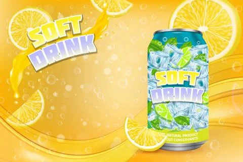 Citrus soft drink vector advertising poster template Stock Illustration