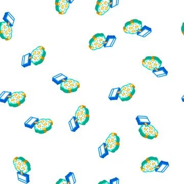 Citrus tree isometric icon seamless pattern Stock Illustration