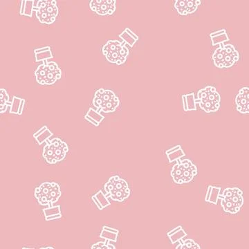 Citrus tree line vector seamless pattern Stock Illustration