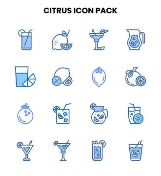 Citrus Two Colour Graphics Icons Pack Stock Illustration