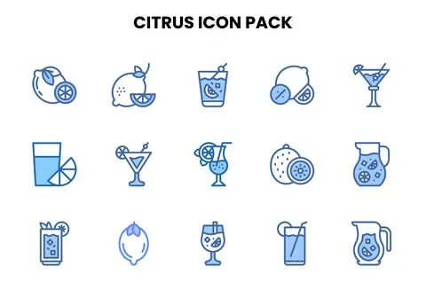 Citrus Two Colour Vector Icons Pack Illustration