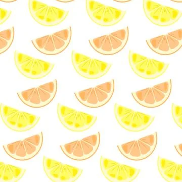 Citrus vector pattern - slices of lemon and grapefruit 스톡 일러스트