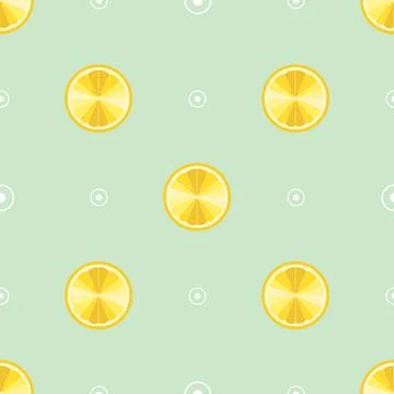 Citrus wallpaper. lemon seamless pattern. Vector background with lemon slices Stock Illustration